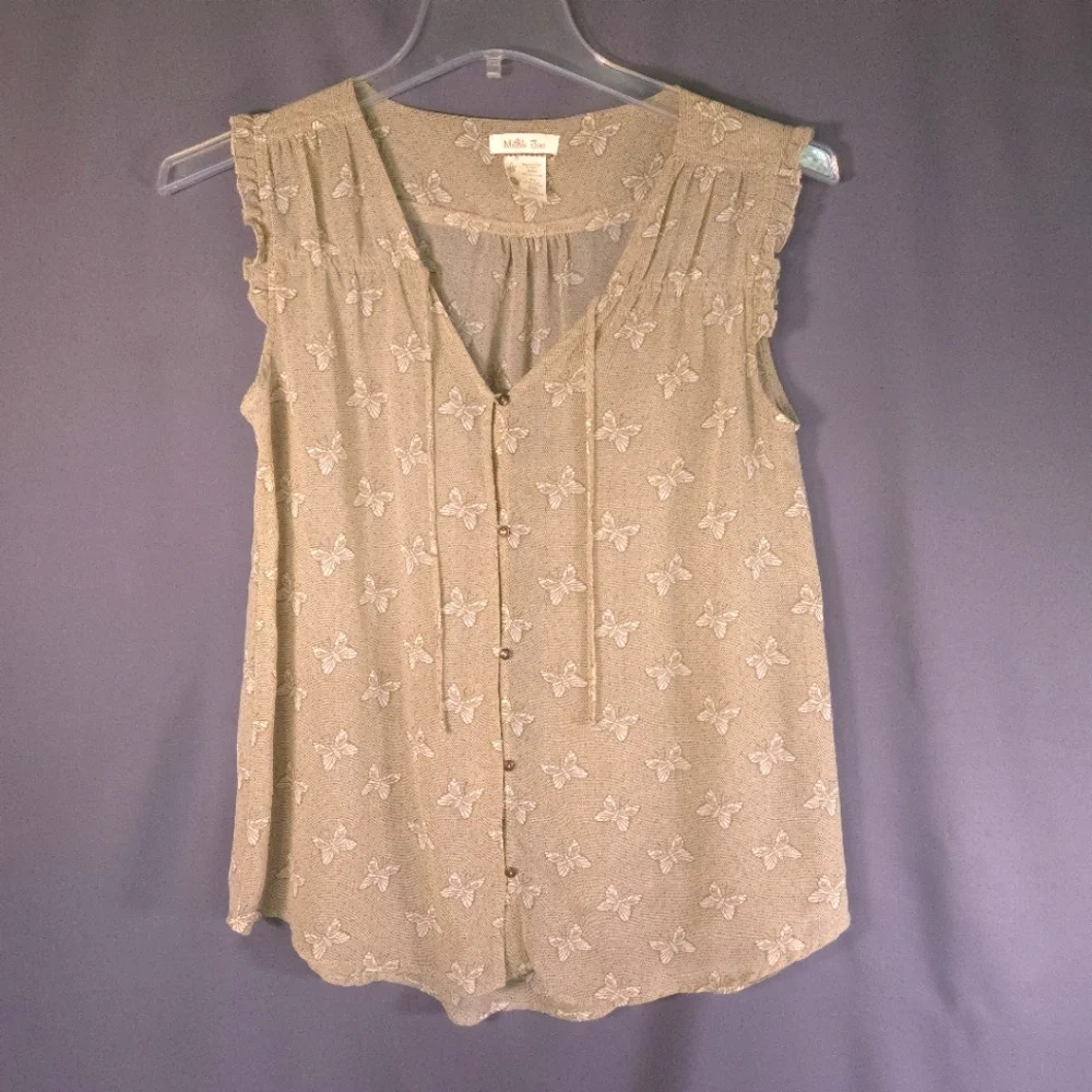 Matilda Jane Sheer Sleeveless Blouse V-Neck Butterfly Size‎ Medium